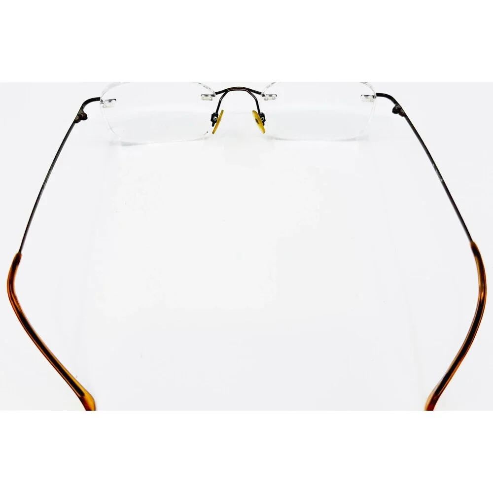Magic Clip Eyeglasses Mens Brown Rimless M 265S BRN 50-19-145 50mm
